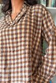 Bibi Gingham Frill Neck Shirt Naturals